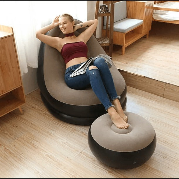 Sofa Inflable Con Reposa Pies